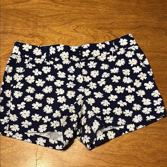 J. Crew Blue and White Bermuda Shorts Floral Design - Picture 1 of 11